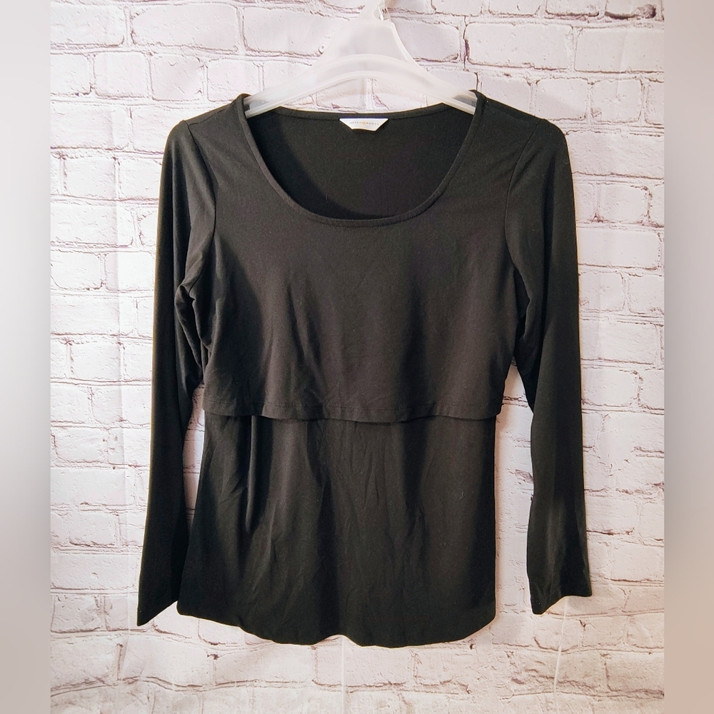 Kindred Bravely Black Nursing Top Large Maternity Comfy Longsleeve